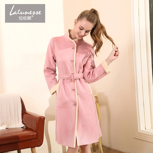 拉伦娜时尚洋气家居服女可外穿小个子鹿皮绒外套中性羊羔绒披袍