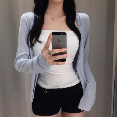 纯欲风宽松显瘦长袖防晒T恤开衫