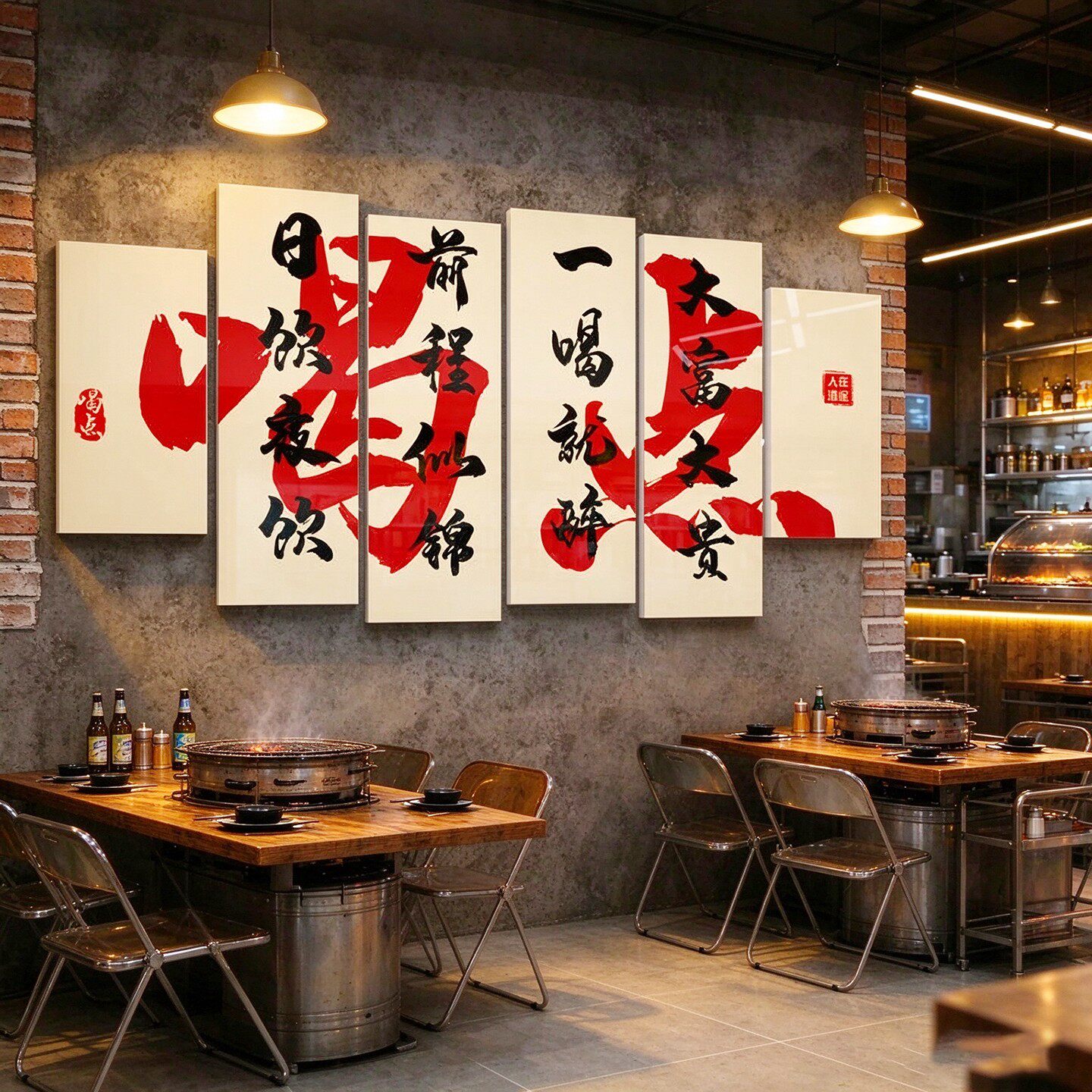 烧烤串火锅店装饰品墙贴餐厅小馆饭店工业风场景氛围布置创意贴画