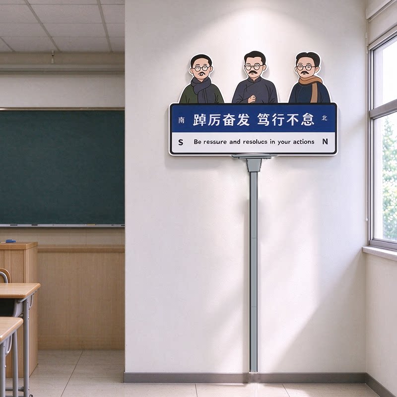 励志标语路牌贴纸初高中学习激励3d立体墙贴学校班级教室装饰贴画