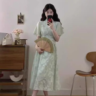 夏季 盘扣改良旗袍裙高级感国风连衣裙女装 胖MM显瘦裙子 新中式 大码