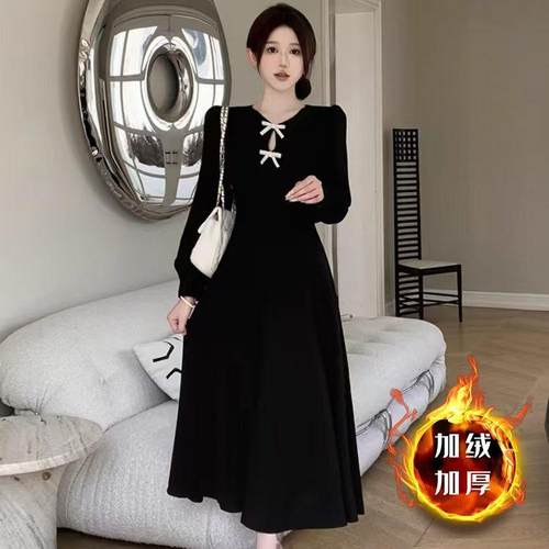 蝴蝶结连衣裙女气质显瘦a字裙