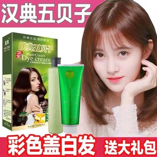 汉典五贝子染发剂纯植物天然无刺激正品品牌染发膏官方旗舰店盖白