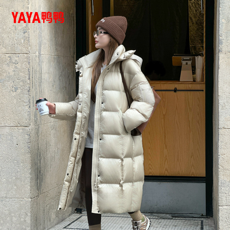 鸭鸭羽绒服女长款过膝2025冬季时尚宽松显瘦加厚直筒休闲连帽外套,女装/女士精品,羽绒服,淘宝优惠券,粉丝福利购,淘宝优惠卷
