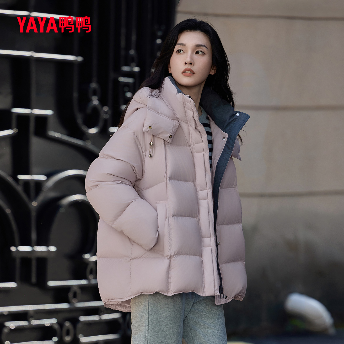 宽松百搭鸭绒加厚时尚羽绒外套冬