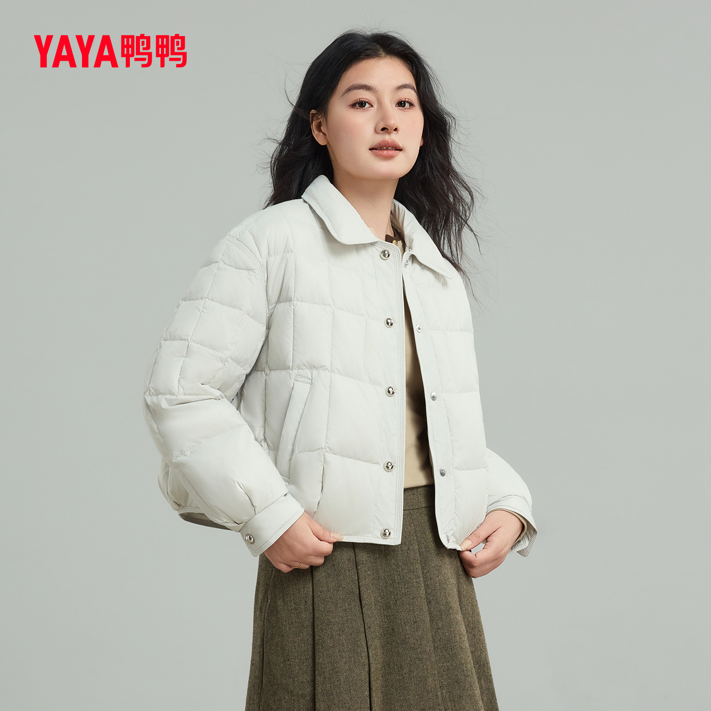 时尚简约短款百搭90鸭绒保暖外套