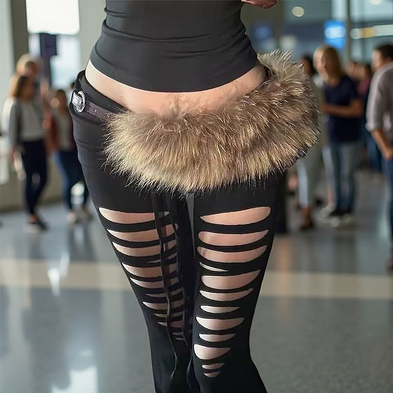 新款y2k复古毛毛腰封美式亚文化拼接配饰个性皮带辣妹装饰腰带