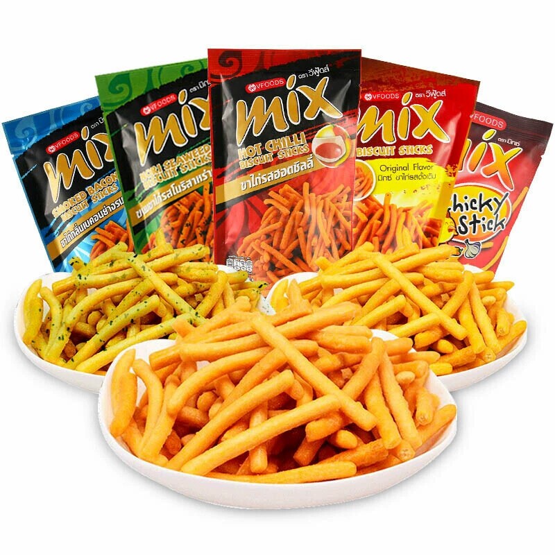 泰国进口MIX脆脆条75g 香辣鸡汁原味虾条膨化儿童休闲零食品
