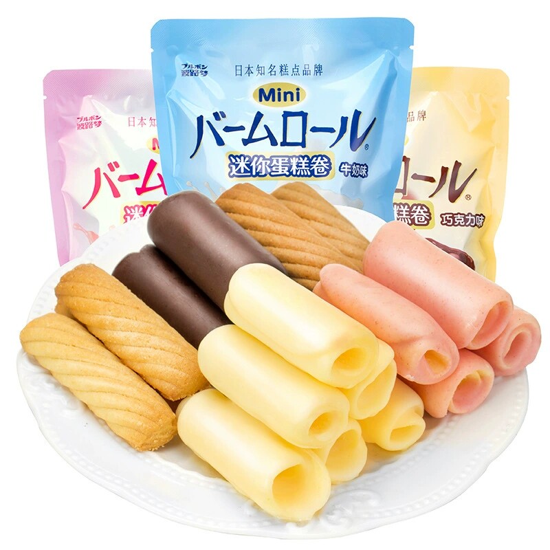 波路梦 迷你蛋糕卷 70g 草莓奶油味巧克力西式糕点心休闲零食