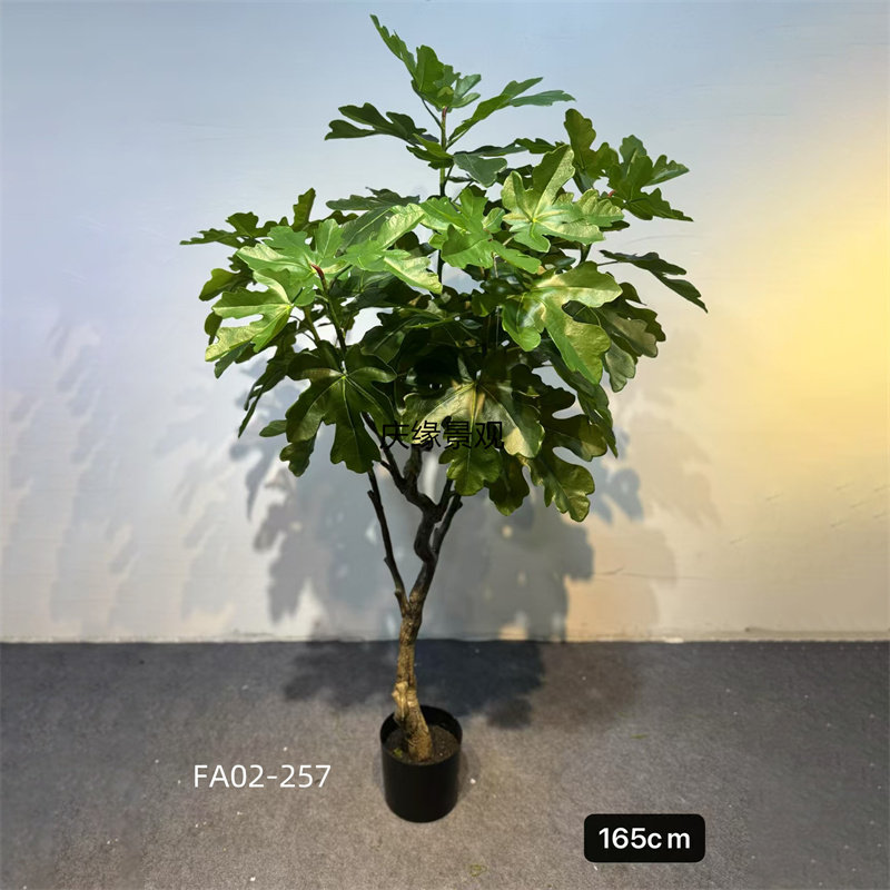 仿真无花果树假果树热带绿植圆叶轴榈树客厅落地橱窗装饰摆件