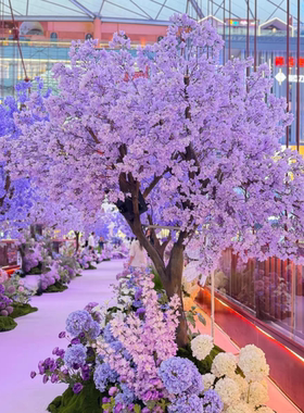 仿真蓝花楹树丁香花树紫藤花假树室内外婚庆民宿造景装饰摆件