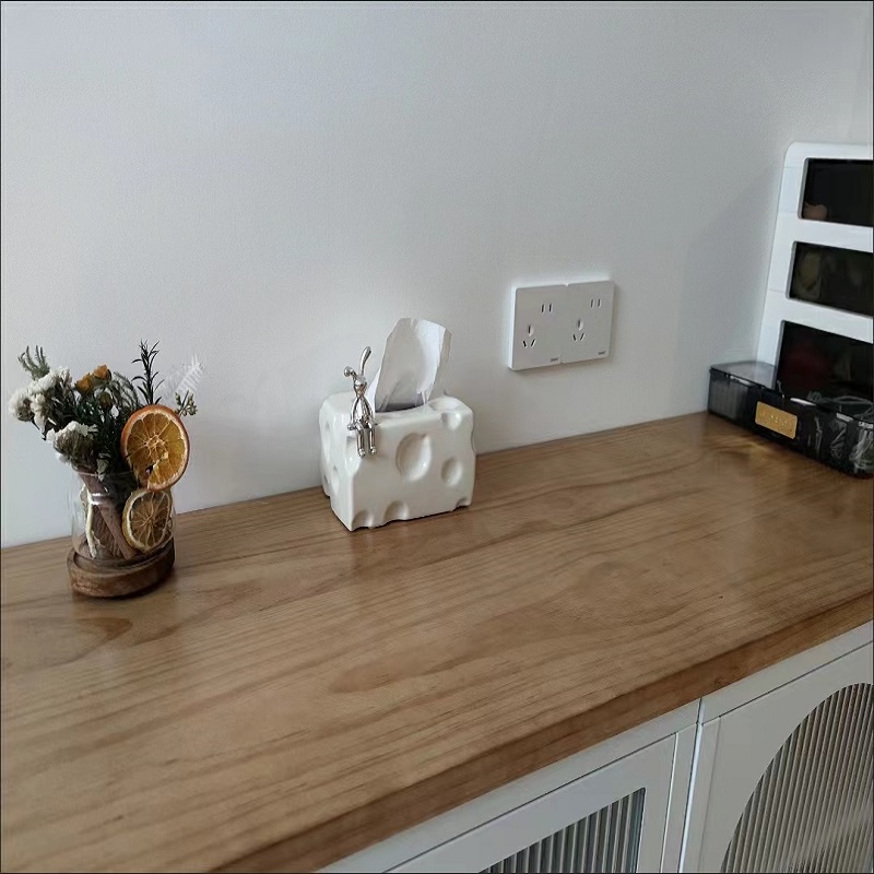 定制榆木板实木板整张长方形自然边松木板桌面板厚吧台板榆木大板