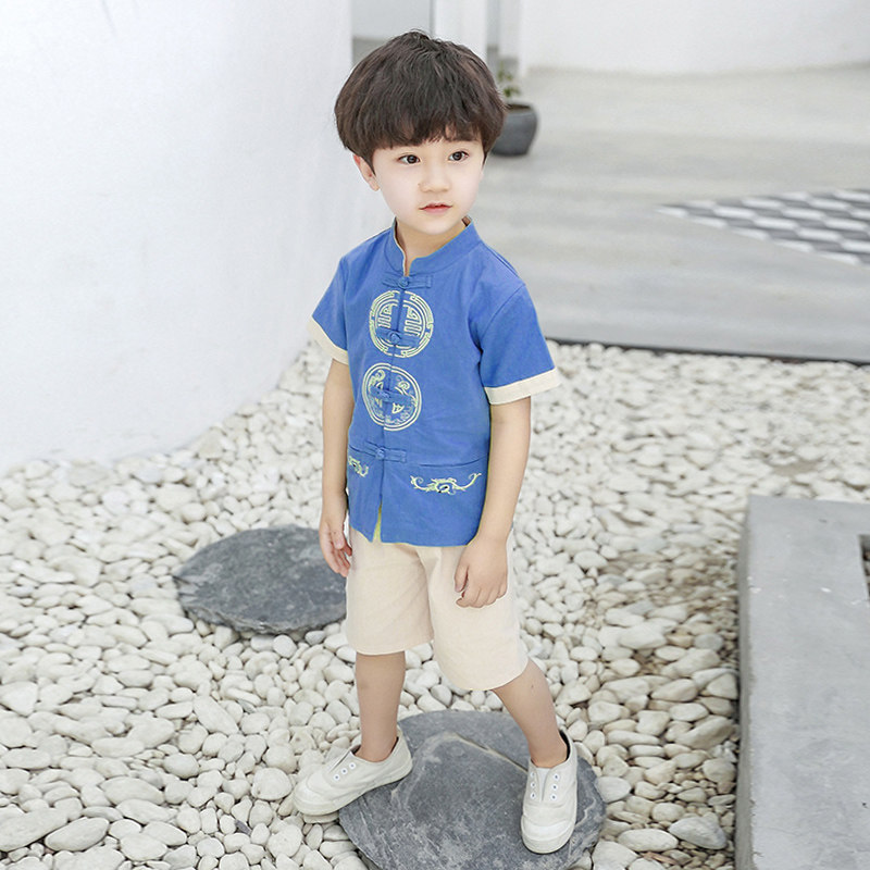 2 HANFU 소년 중국 정장 2023 여름 중국 스타일 3  소년 5 어린이 복고풍 얇은 섹션 7 당나라 정장 11 세