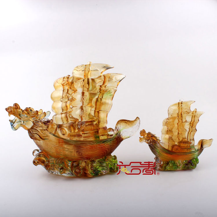 六合春 琉璃摆件一帆风顺创意家居装饰品送领导同事商务馈赠礼品