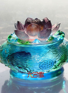 六合春古法琉璃储物盒结缘佛具