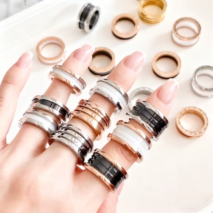 巨好看的戒指高端钛钢冷门男生女生食指高级感情侣对戒18K玫瑰金