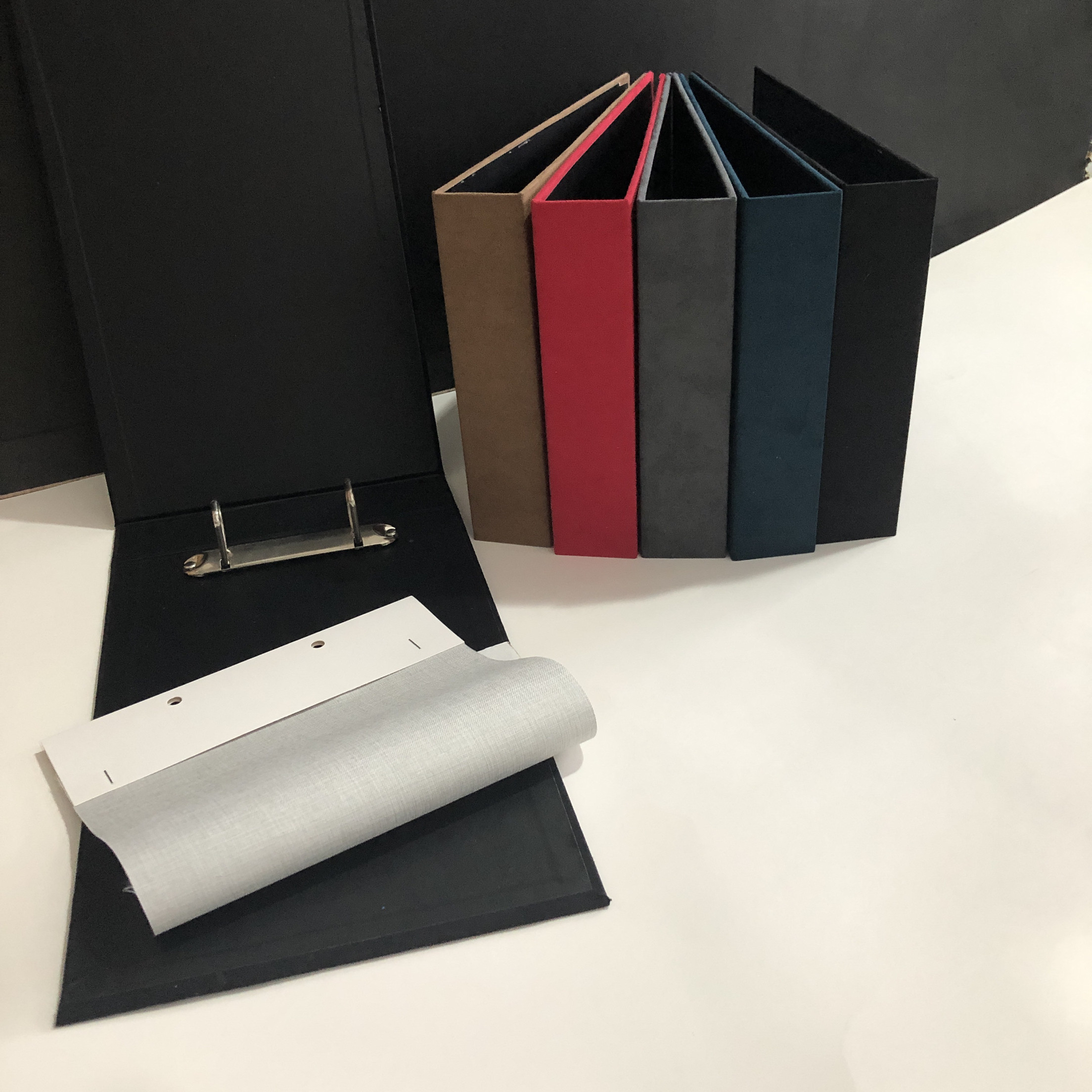 2孔上翻绒布壳A4面料样品册皮革色卡本