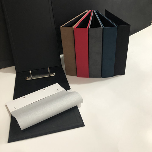 2孔上翻绒布壳A4面料样品册皮革色卡本