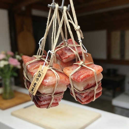 天然猪肉石随手拎挂件可爱趣味书桌摆件怀旧生日礼物手工复古绳捆