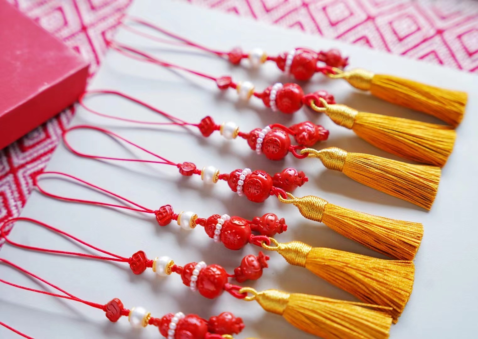 遇见你的幸运｜祥云朱砂吉祥葫芦流苏挂