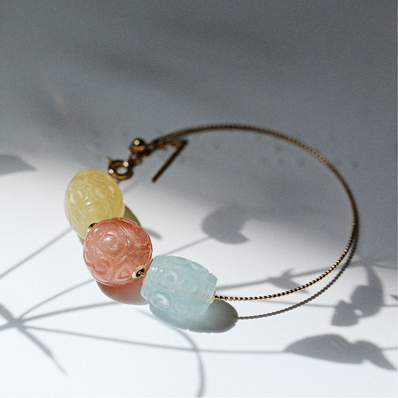 18k糖果色配珠自制项圈金手链