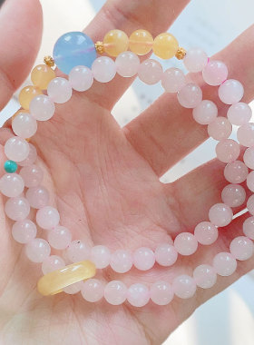 遇见你的幸运和田玉藕粉海蓝宝