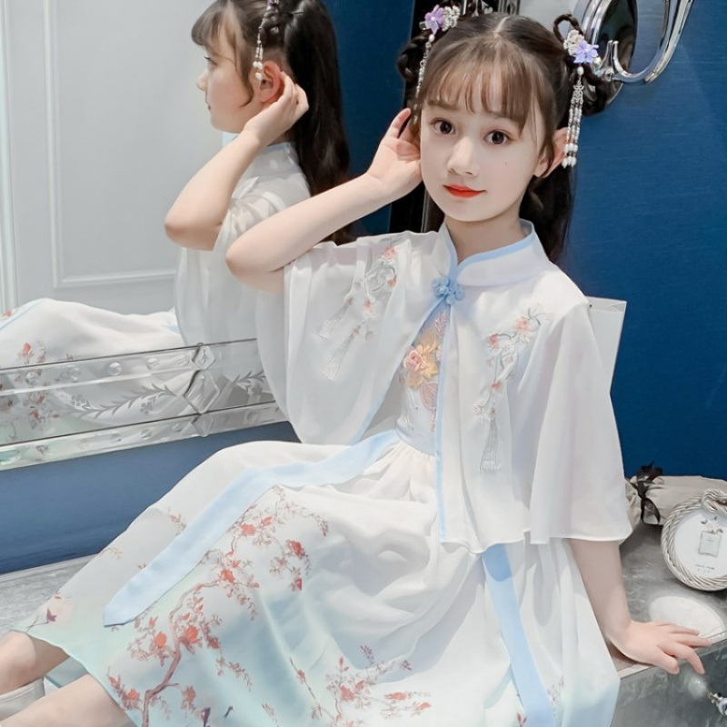 中大童女童汉服套装夏装古风齐胸襦裙儿童中国风表演服仙女裙