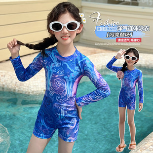 女孩套装 学生运动泳装 裙式 儿童泳衣女童连体中大童青少年2025新款