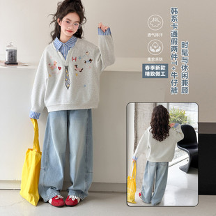 女童套装2026新款今年流行爆款开学季韩系高级感穿搭套装春秋款