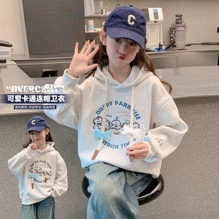 女大童加绒卫衣秋装2025新款初中生女孩保暖上衣冬季加厚打底