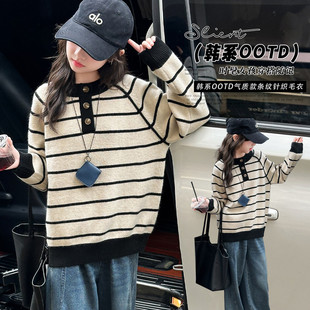 女童独特漂亮针织衫打底毛衣2025新款冬季加厚洋气时髦秋冬内搭