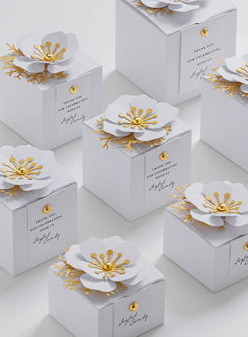 2026新款  欧式 简约 立体雪花 四方方形喜糖 糖果 礼物包装盒