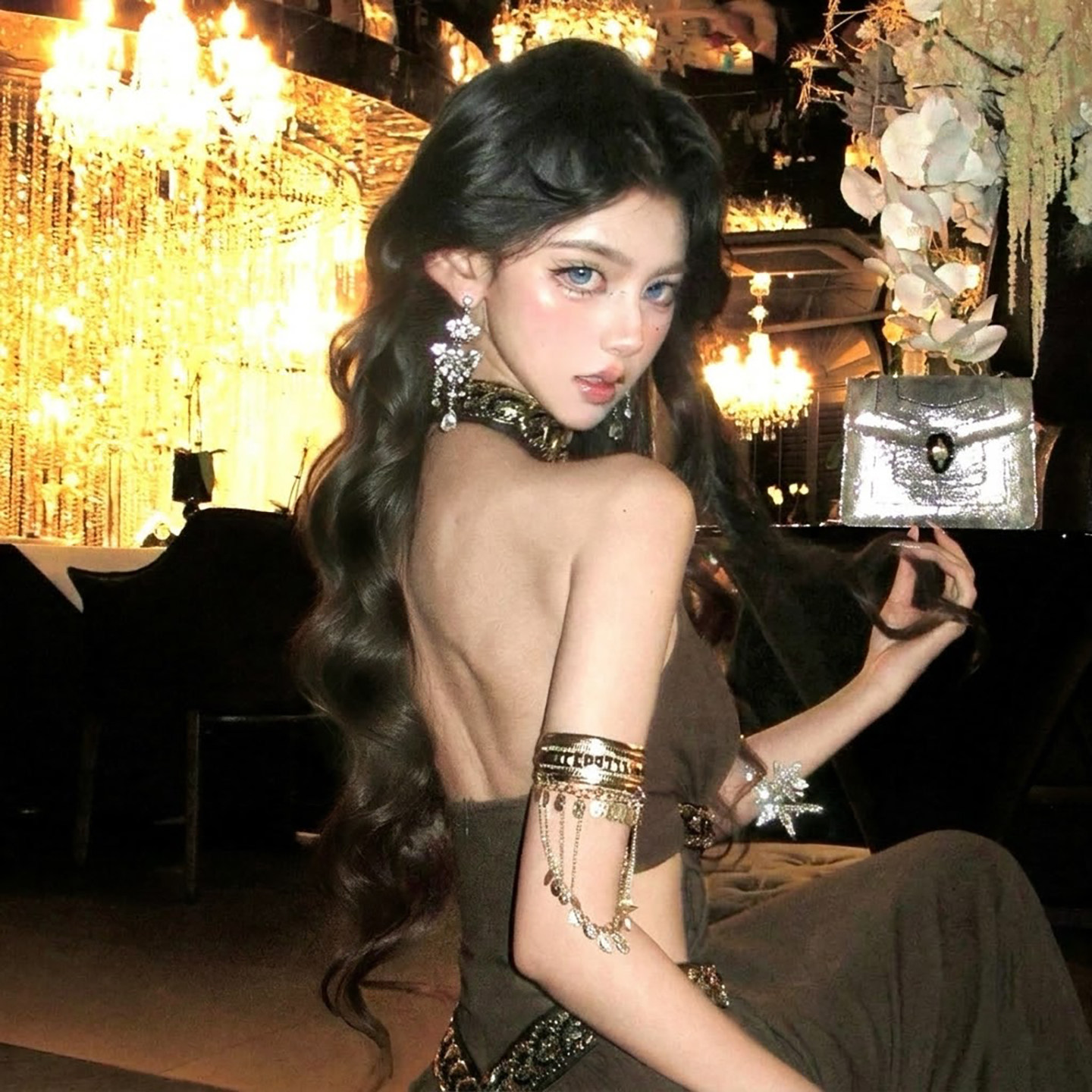 民族异域敦煌手饰风金属钱币流苏开口臂镯臂环女舞蹈演出配饰手链