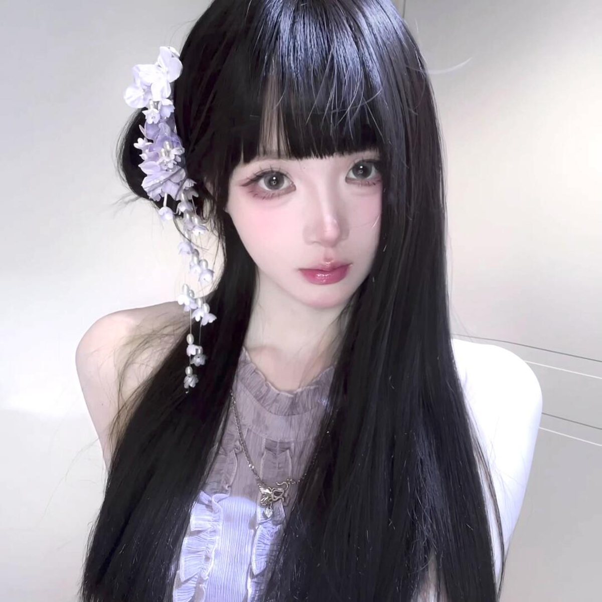 紫色铃兰花朵流苏头花发饰新娘