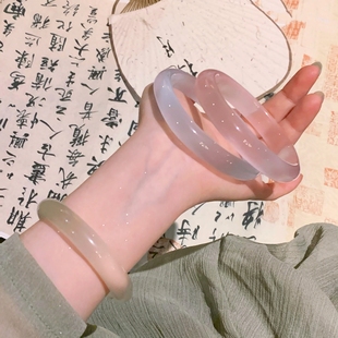 冰透白月光玉髓手镯子女新中式 国风高级感猫眼石送闺蜜女友礼物