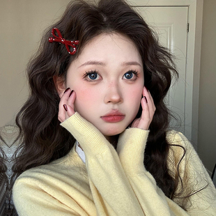 甜美少女心复古红色蝴蝶结发夹刘海发饰可爱侧边夹头饰发卡小夹子