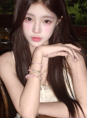 天然粉水晶手串DIY手链