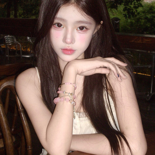 天然粉水晶手串DIY手链