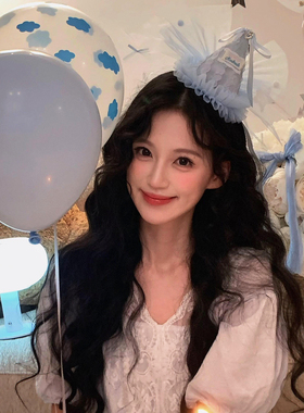 许愿日~甜美网纱蝴蝶结生日帽