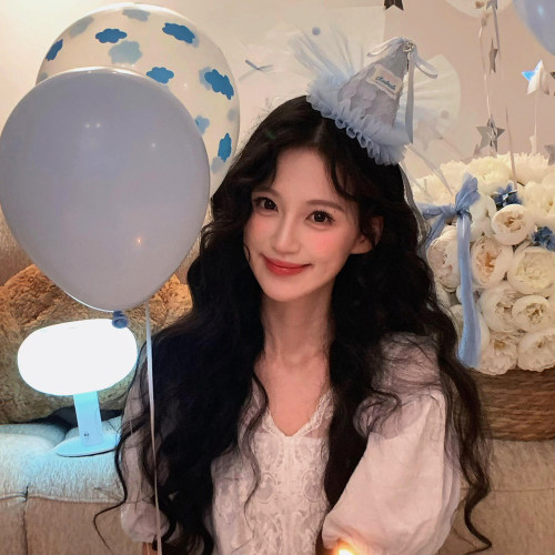 许愿日~甜美网纱蝴蝶结生日帽