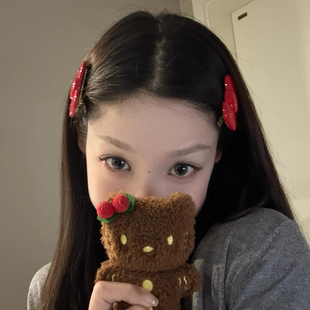 韩系安克拉红蝴蝶结发夹发卡甜美可爱少女Kity边夹高颜值洗脸发饰