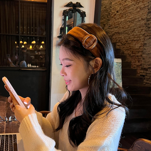 韩系复古美拉德圆环宽边发箍女高颅顶头箍发饰日常外戴压发头饰