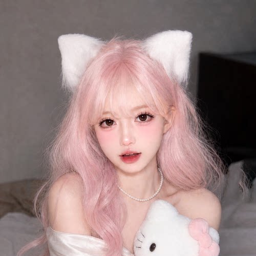 白色毛绒猫耳朵头饰女立体兽耳