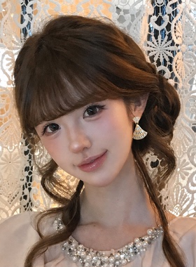 高级感金色锆石扇形耳环女