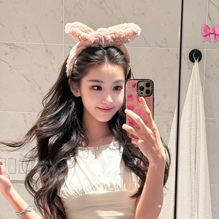 可爱兔耳朵毛绒发箍女洗脸发箍发卡网红兔子头饰头箍毛毛秋冬发饰