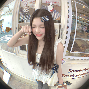 小众百搭黑白醋酸波点发夹女侧边刘海夹发卡弹簧夹高颜值边夹头饰