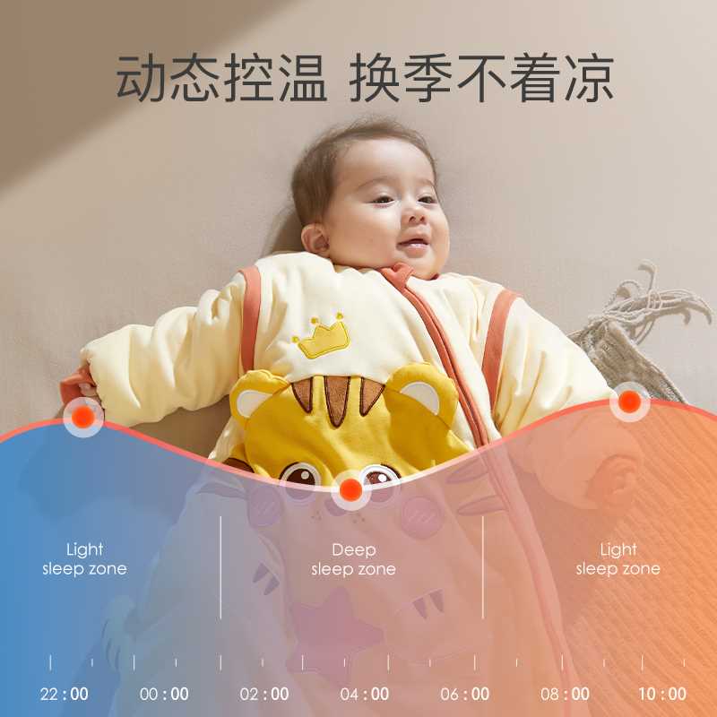 蒂乐婴儿睡袋秋冬款加厚宝宝冬季一体式防踢被春秋款儿童四季通用