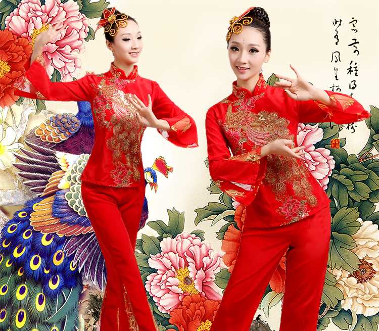 秧歌舞蹈服装2021新款东北喜庆中老年广场舞民族扇子舞腰鼓舞套装