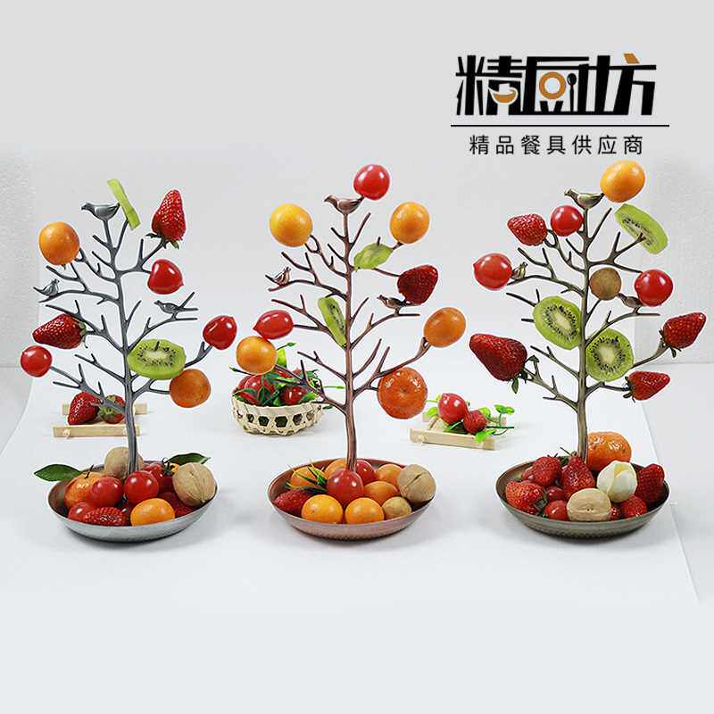 意境菜创意餐具个性不规则圣诞水果树酒店酒吧ktv果盘水果拼盘架
