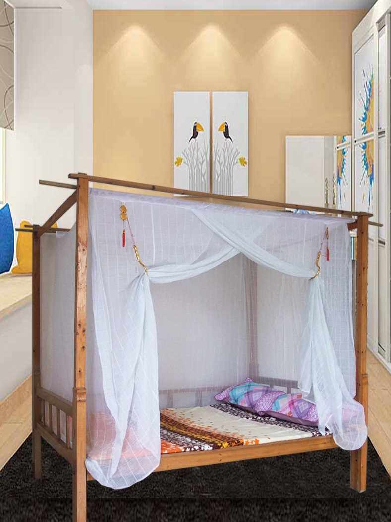 老式蚊帐家用卧室棉纱传统穿杆加厚单开门学生宿舍上下铺媲美荷花